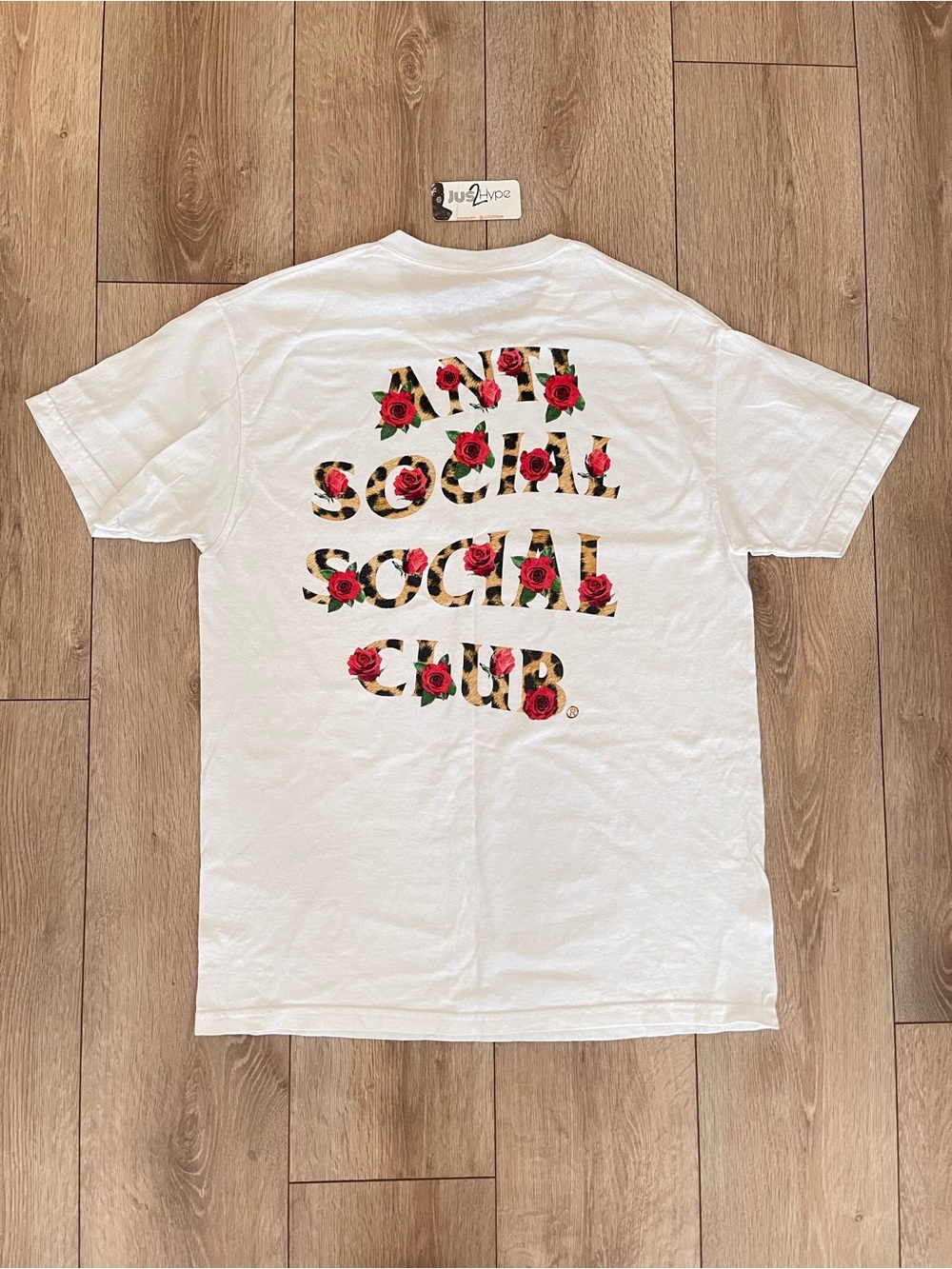 White Graphic T-Shirt with Rose Print (USED)